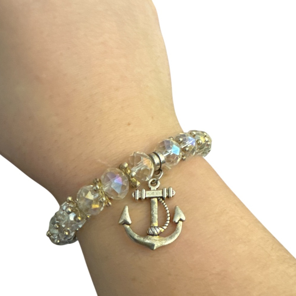 Gold and Silver Anchor Charm Bracelet